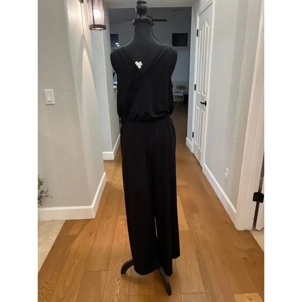 A New‎ Day Black Sleeveless Wrap Jumpsuit Size Small